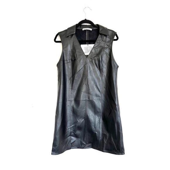 Alexander Wang.T stretchy collared coated Mini Dress in Black size small - Picture 5 of 8